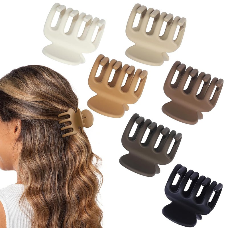 USDNICE 6 Pcs Hair Clips Small Claw Clips for Thin Hair Medium Matte Non-slip Hair Accessories for Women and Girls (Coffee) - Image 2